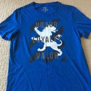 Men's Blue Honor Loyalty Valor Lion Graphic T-shirt  Size M
